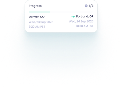 Shipment progress from Denver, CO to Portland, OR