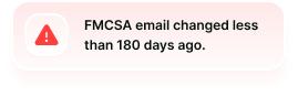 Risk alert: FMCSA email changed less than 180 days ago