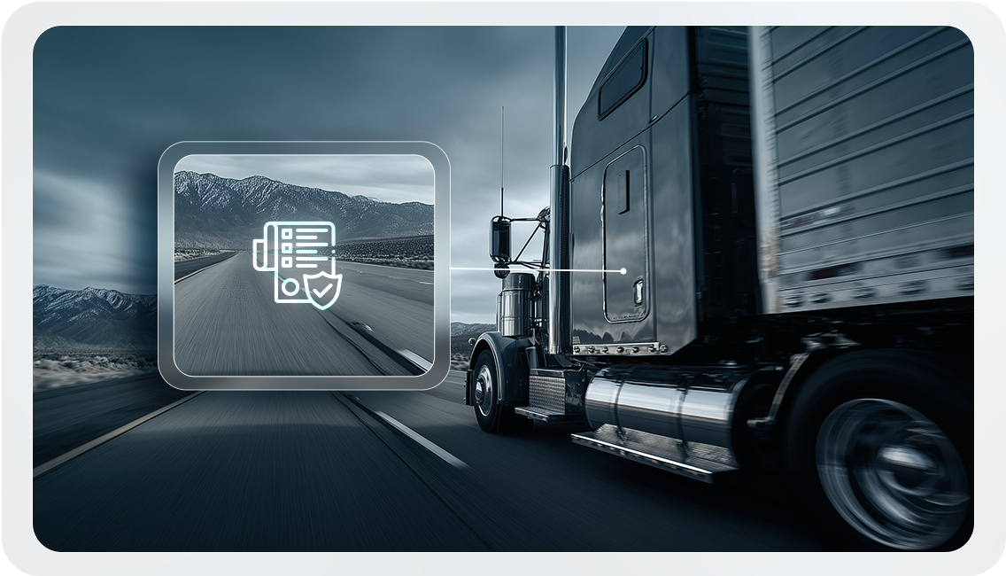 truck driving with insured receivables icon showing